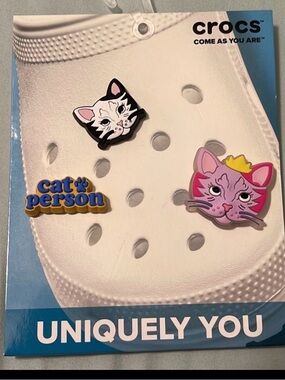 CROCS Cat Person Jibbitz Charm Set - Pink, Black, Blue, Gold